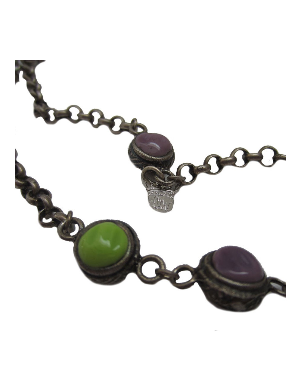 Sautoir MARGUERITE DE VALOIS cabochons et ruthénium