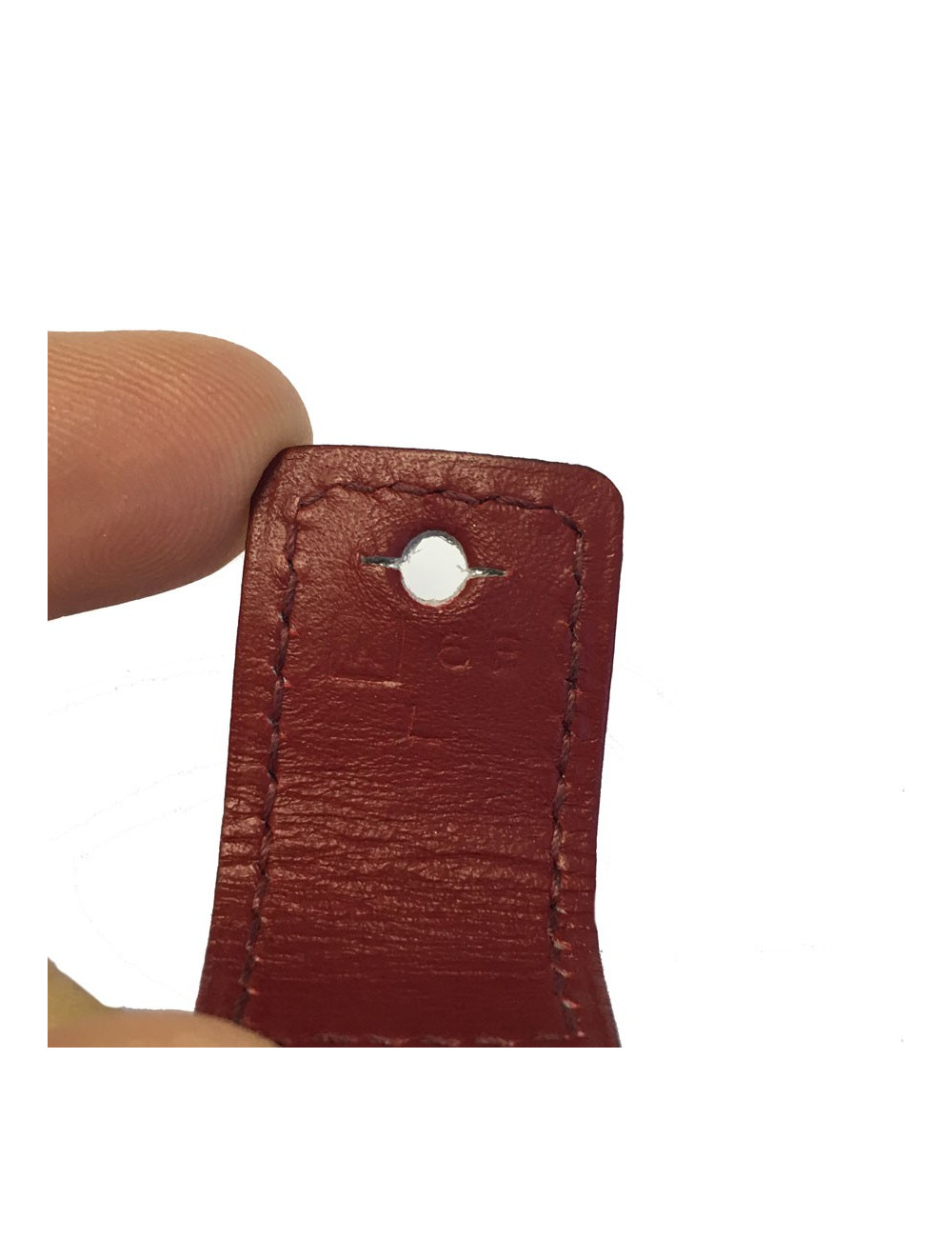 Bracelet HERMES en cuir rouge bijouterie argentée