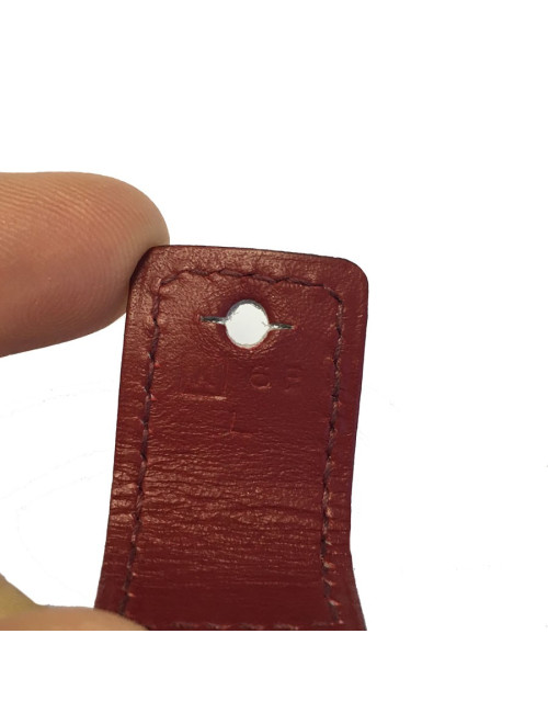 Bracelet HERMES en cuir rouge bijouterie argentée