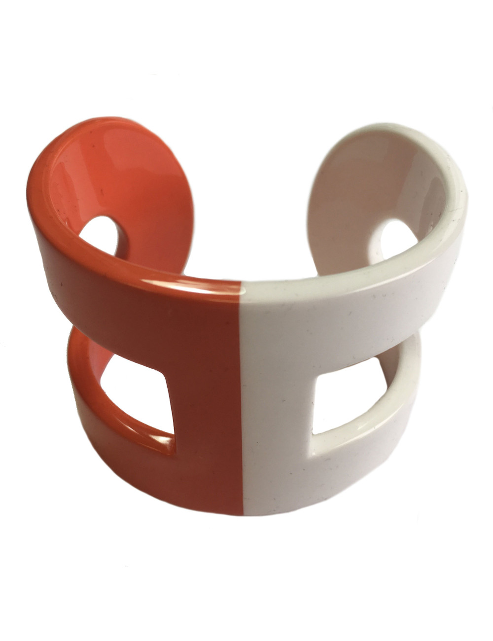 HERMES bracelet lacquered white and orange form H