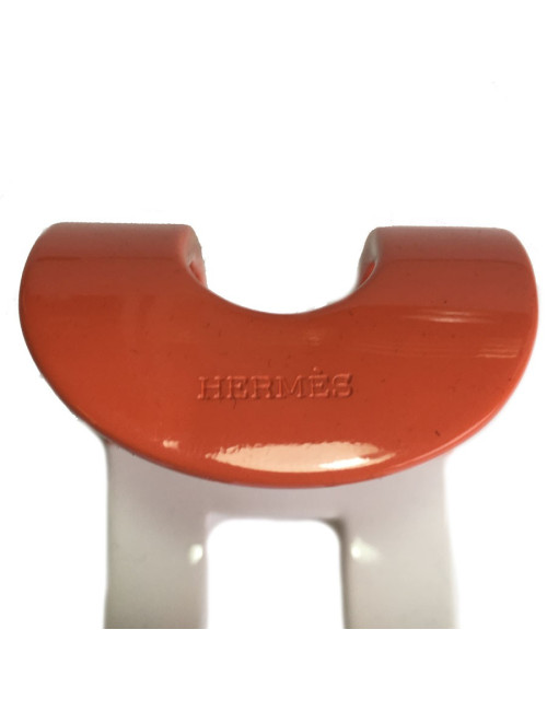 HERMES bracelet lacquered white and orange form H