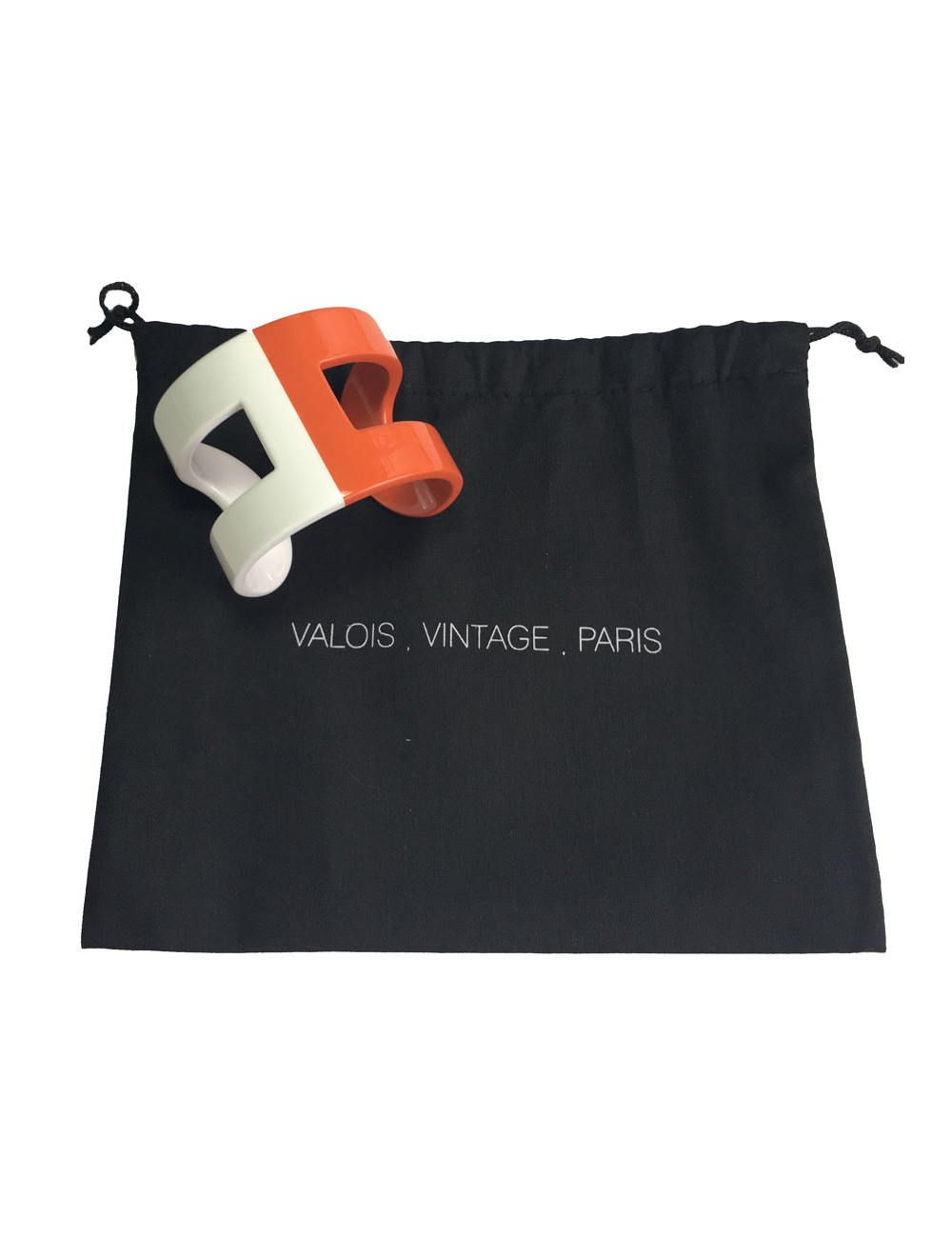 Bracelet HERMÈS en bois laqué blanc et orange forme H