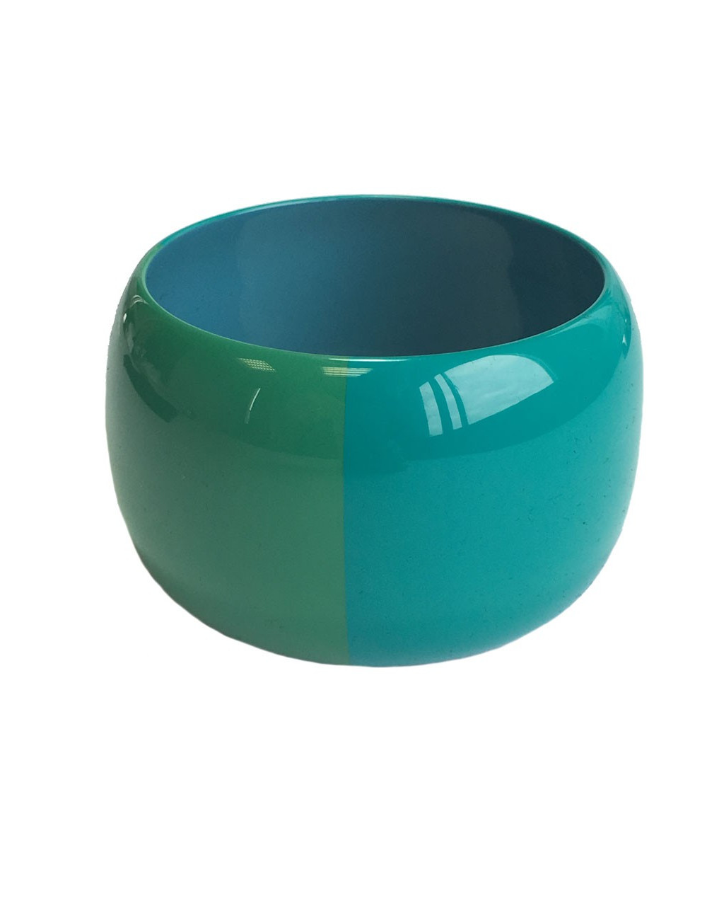 Curved lacquered HERMES bracelet green and blue