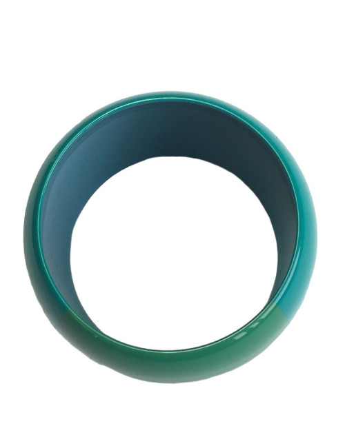 Curved lacquered HERMES bracelet green and blue
