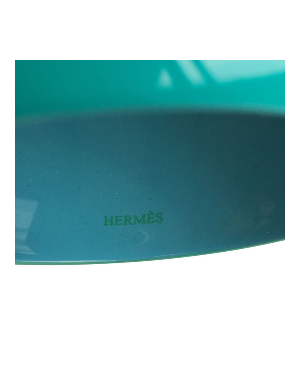 Curved lacquered HERMES bracelet green and blue