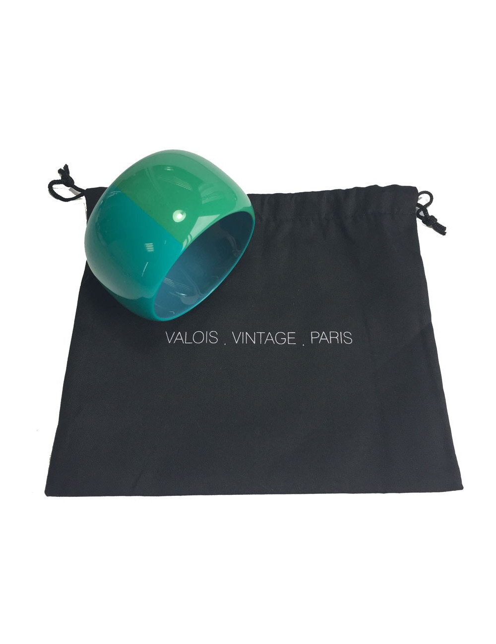 Curved lacquered HERMES bracelet green and blue