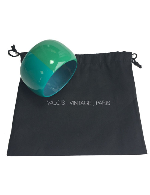 Bracelet HERMÈS laqué bombé vert et bleu