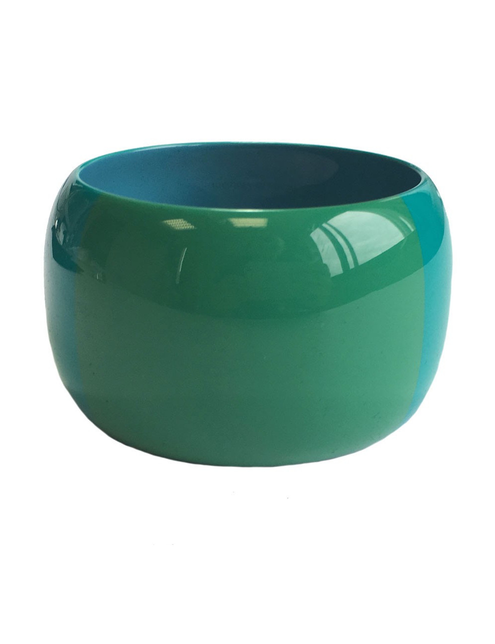 Bracelet HERMÈS laqué bombé vert et bleu