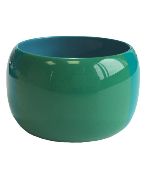 Bracelet HERMÈS laqué bombé vert et bleu