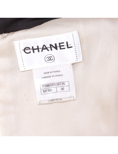Robe CHANEL T 36 en cachemire et soie blanc cassé 