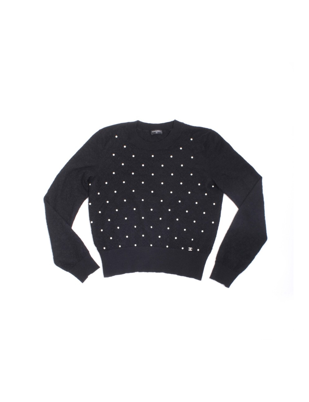 Black CHANEL T 38 sweater in mohair and silk