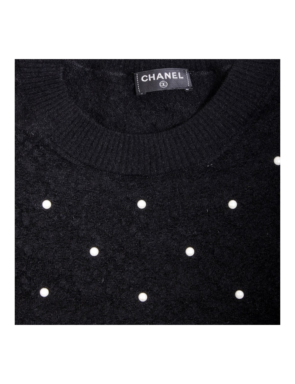 Pull CHANEL T 38 en mohair et soie noir