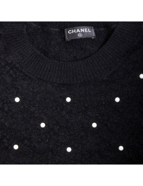 Black CHANEL T 38 sweater in mohair and silk