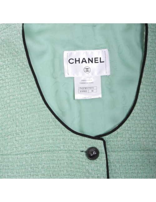 Chanel T 36 fr "Les fonds marins" jacket in green cotton tweed