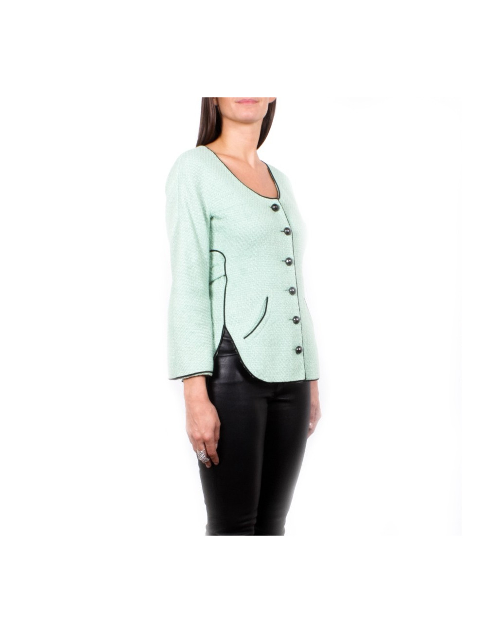 Chanel T 36 fr "Les fonds marins" jacket in green cotton tweed