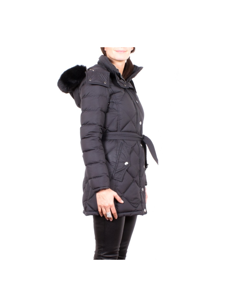 Doudoune BURBERRY T36 FR noire à fourrure