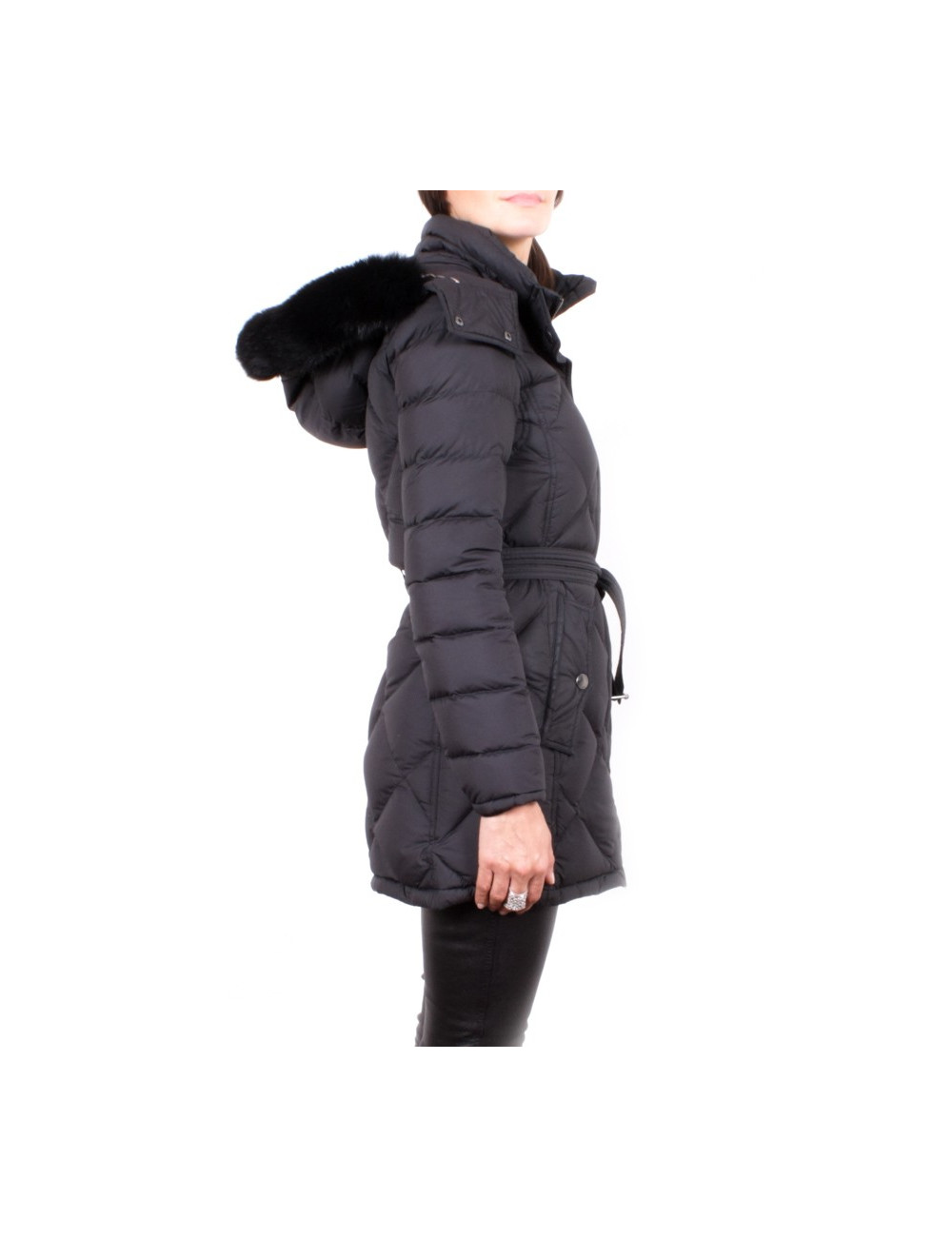 Jacket BURBERRY XS / T36 EN black with fur collar