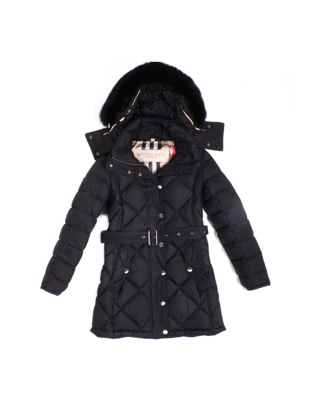 Doudoune BURBERRY T36 FR noire à fourrure