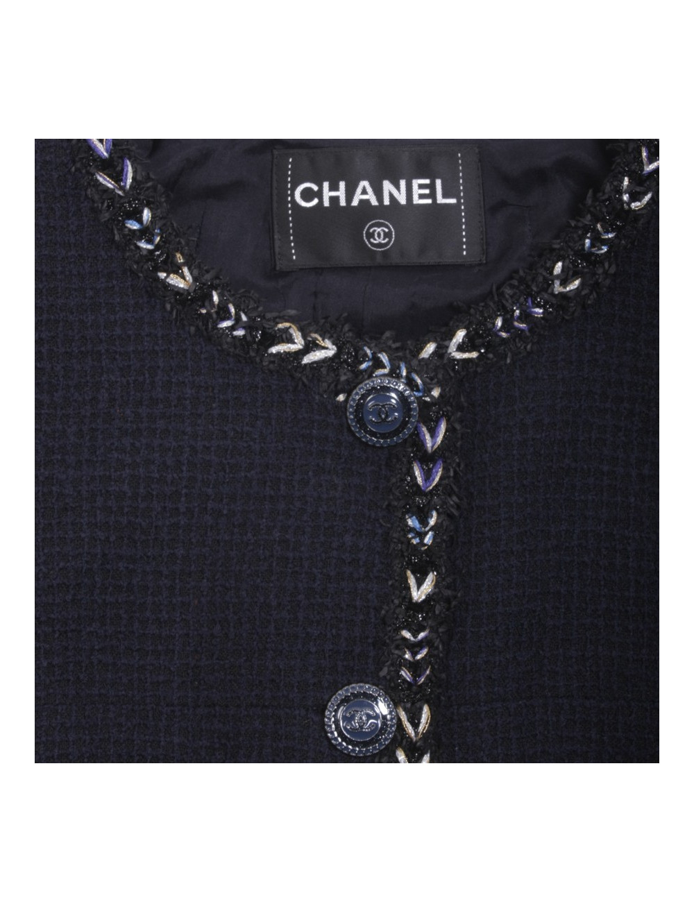 Veste CHANEL T 38 Tweed bleu marine