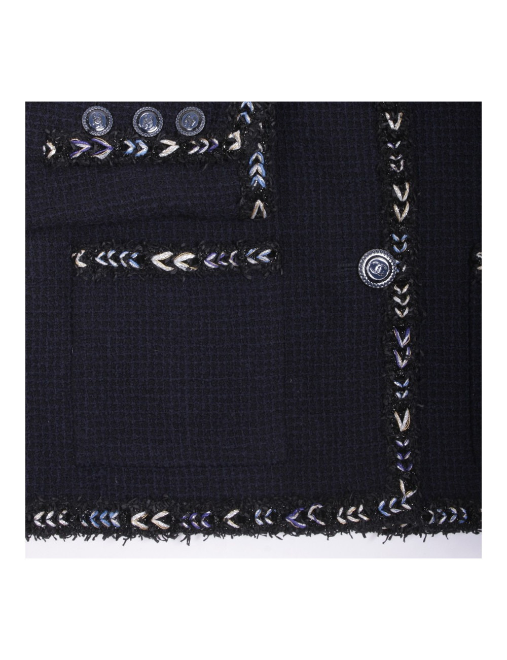 Veste CHANEL T 38 Tweed bleu marine