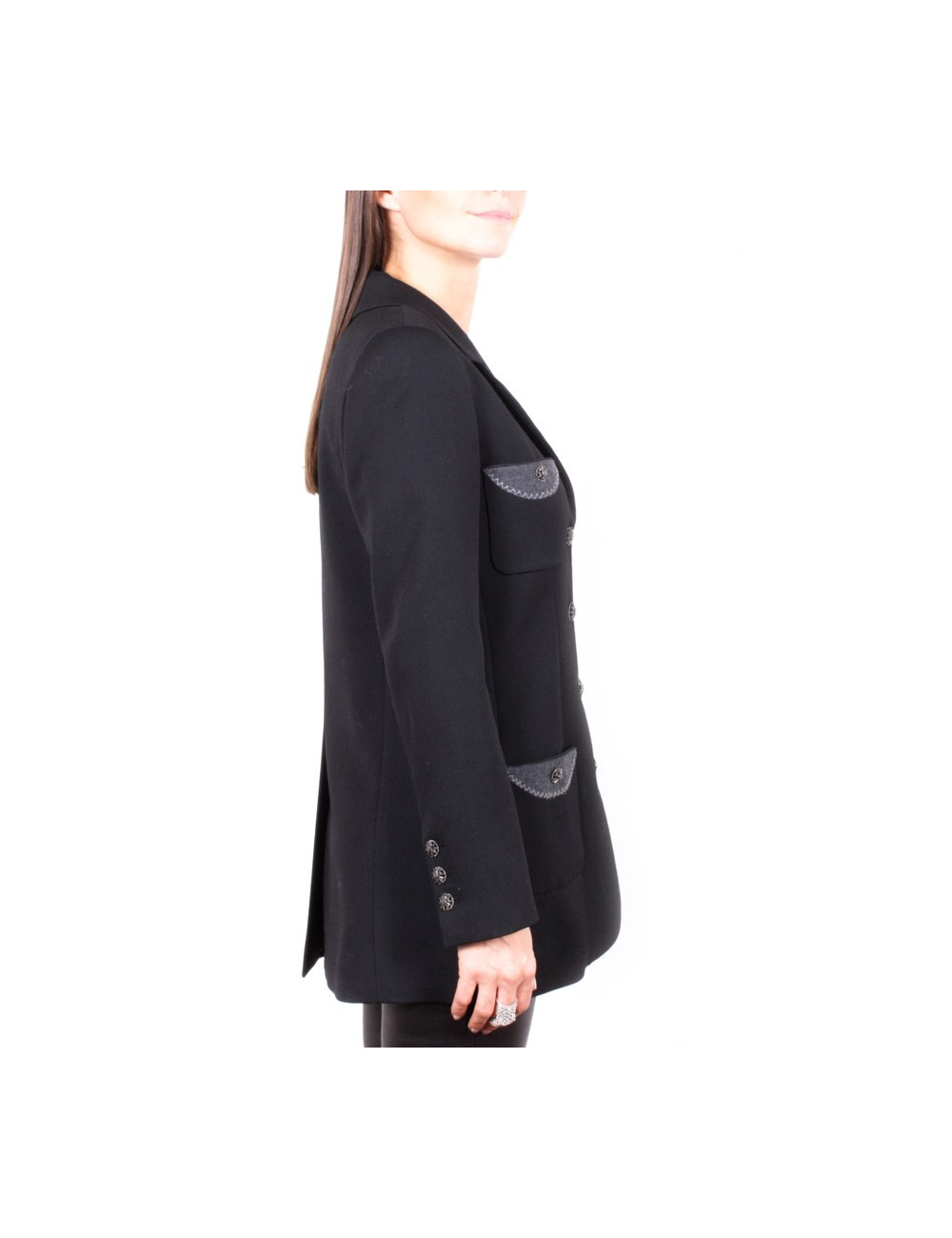 Veste CHANEL T 40 en laine noir