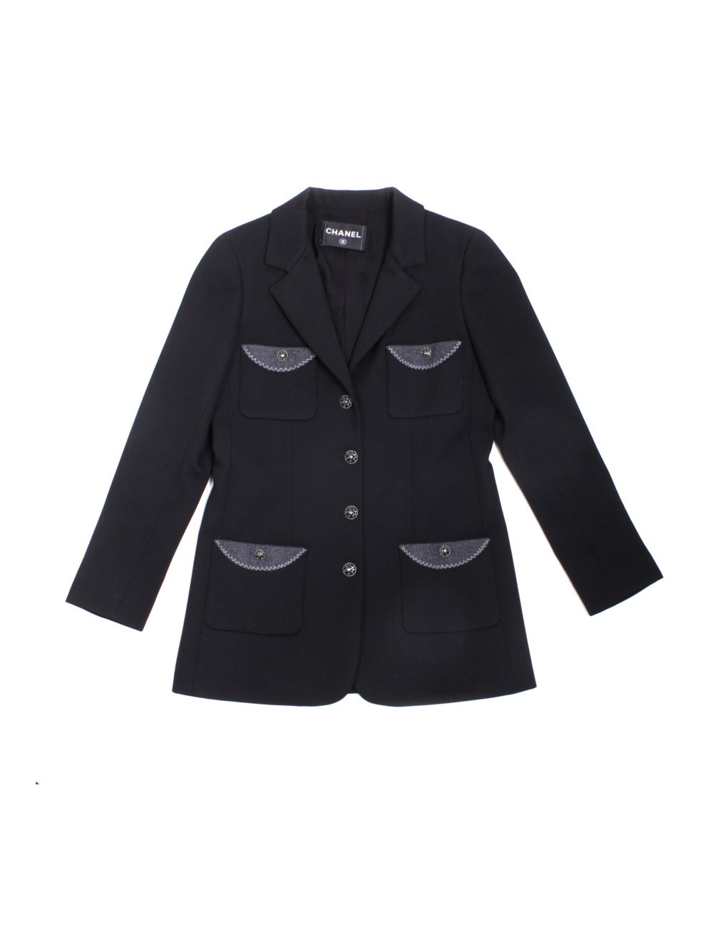 Veste CHANEL T 40 en laine noir