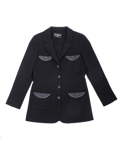 Veste CHANEL T 40 en laine noir