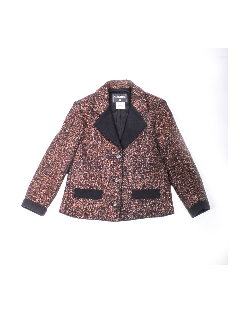 Veste CHANEL T 38 tweed marron