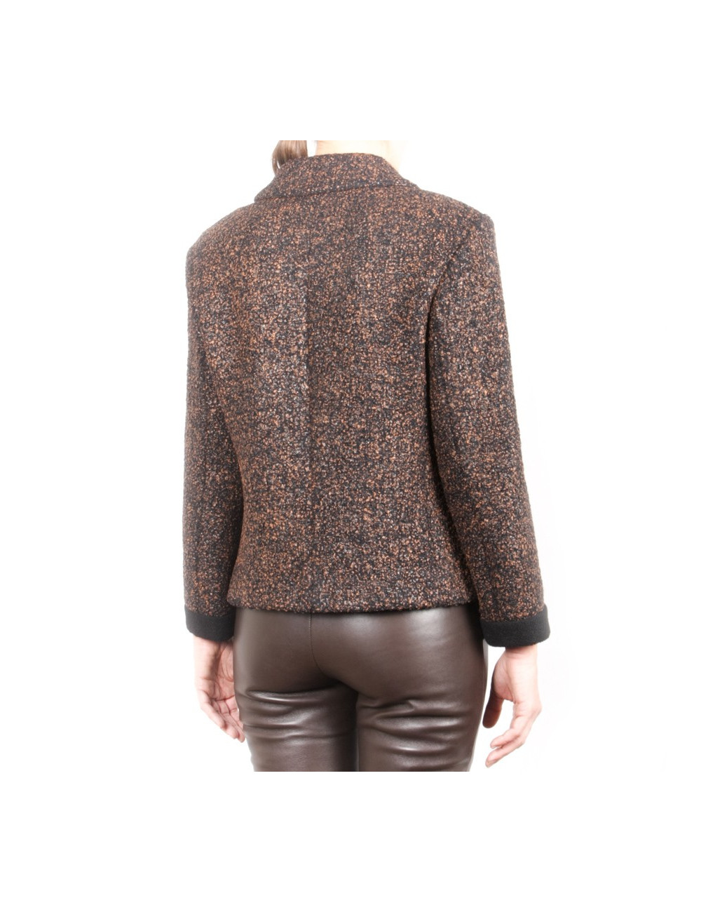 Veste CHANEL T 38 tweed marron 