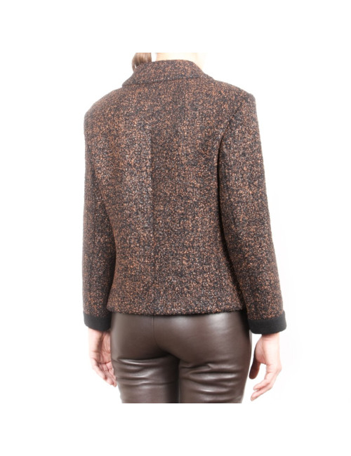 Veste CHANEL T 38 tweed marron 