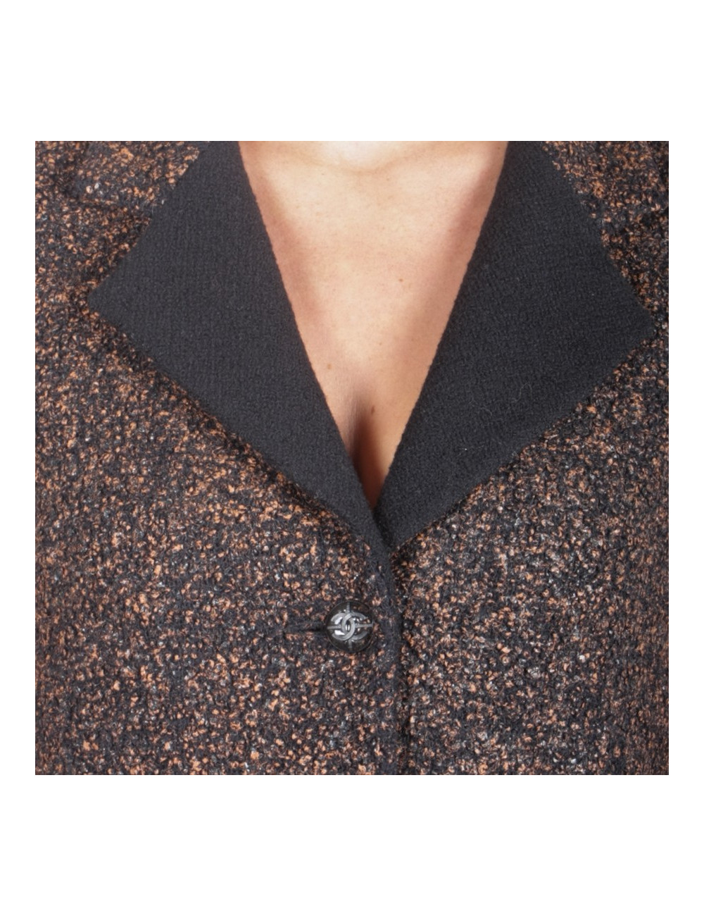 Veste CHANEL T 38 tweed marron 