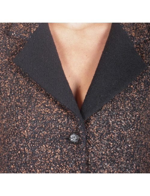 Veste CHANEL T 38 tweed marron 