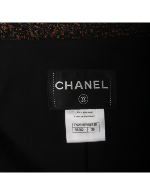 Veste CHANEL T 38 tweed marron 