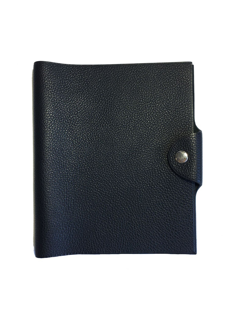 HERMES black notebook cover in grained calfskin leather