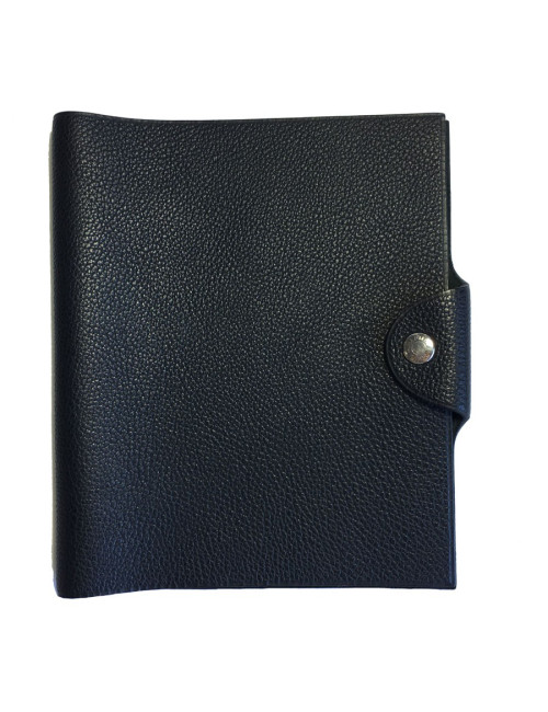 HERMES black notebook cover in grained calfskin leather