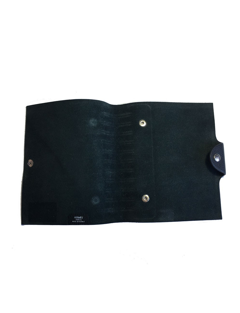 HERMES black notebook cover in grained calfskin leather