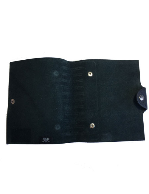 HERMES black notebook cover in grained calfskin leather