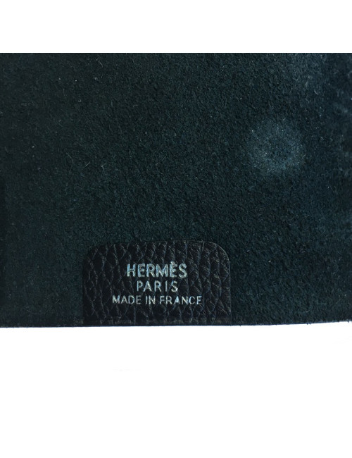 HERMES black notebook cover in grained calfskin leather