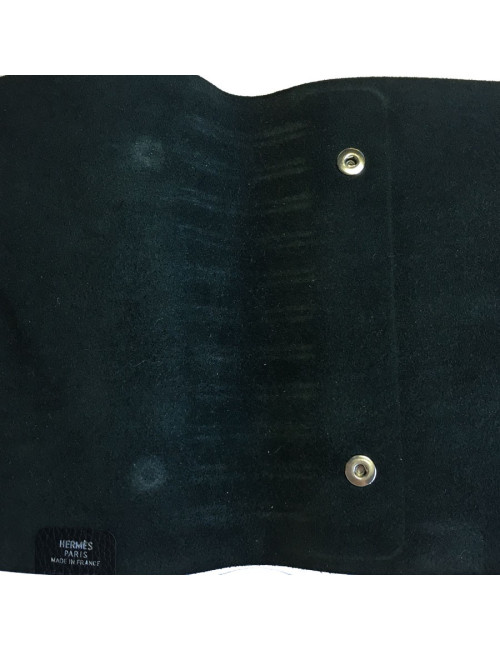 HERMES black notebook cover in grained calfskin leather