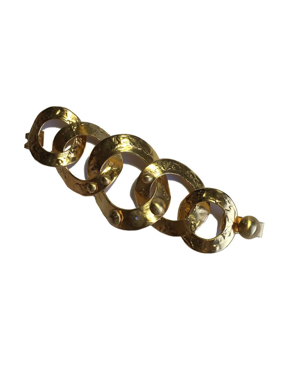 Bracelet LOUIS VUITTON anneaux en métal plaqué or martelé