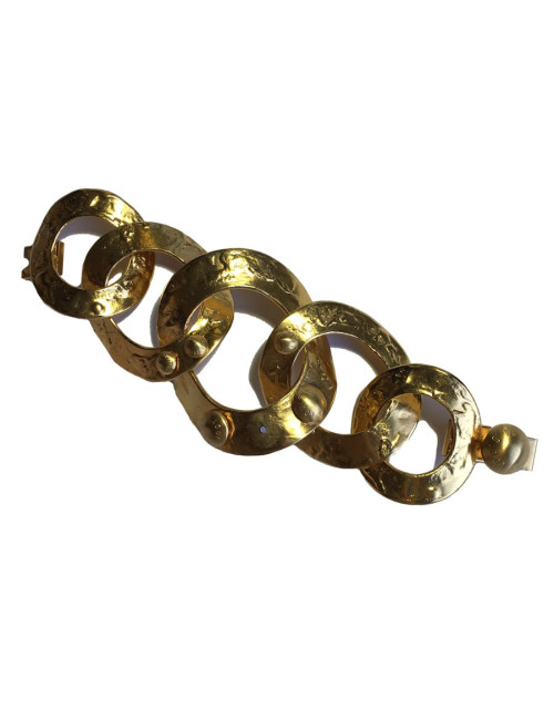 Bracelet LOUIS VUITTON anneaux en métal plaqué or martelé