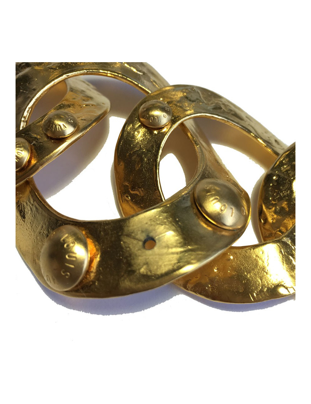 Bracelet LOUIS VUITTON anneaux en métal plaqué or martelé