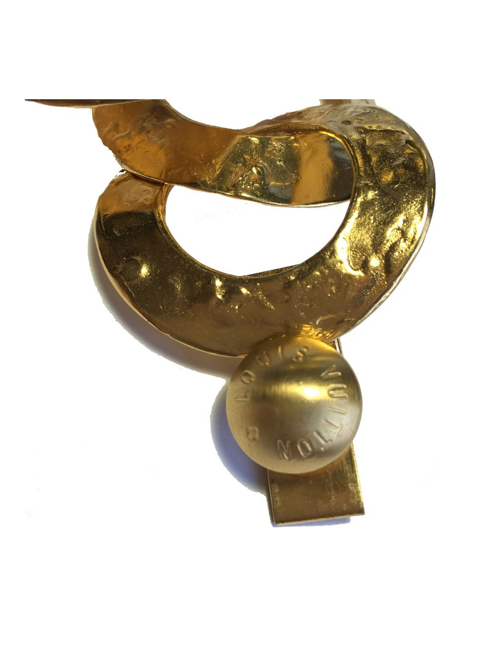 Bracelet LOUIS VUITTON anneaux en métal plaqué or martelé