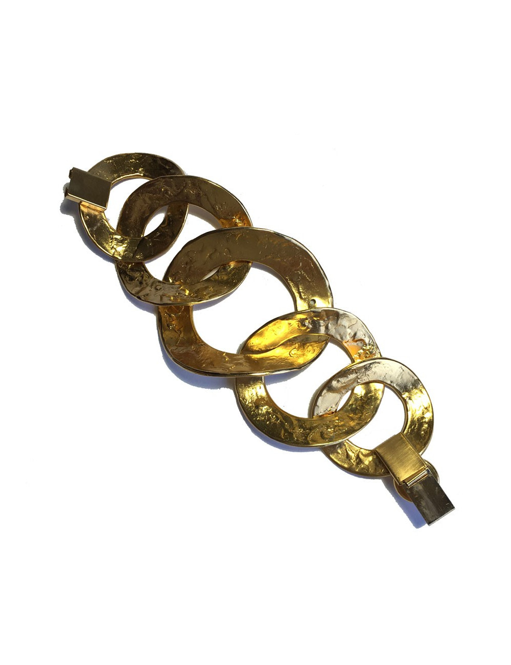 Bracelet LOUIS VUITTON anneaux en métal plaqué or martelé