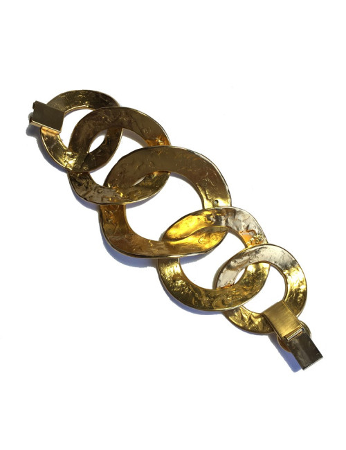 Bracelet LOUIS VUITTON anneaux en métal plaqué or martelé