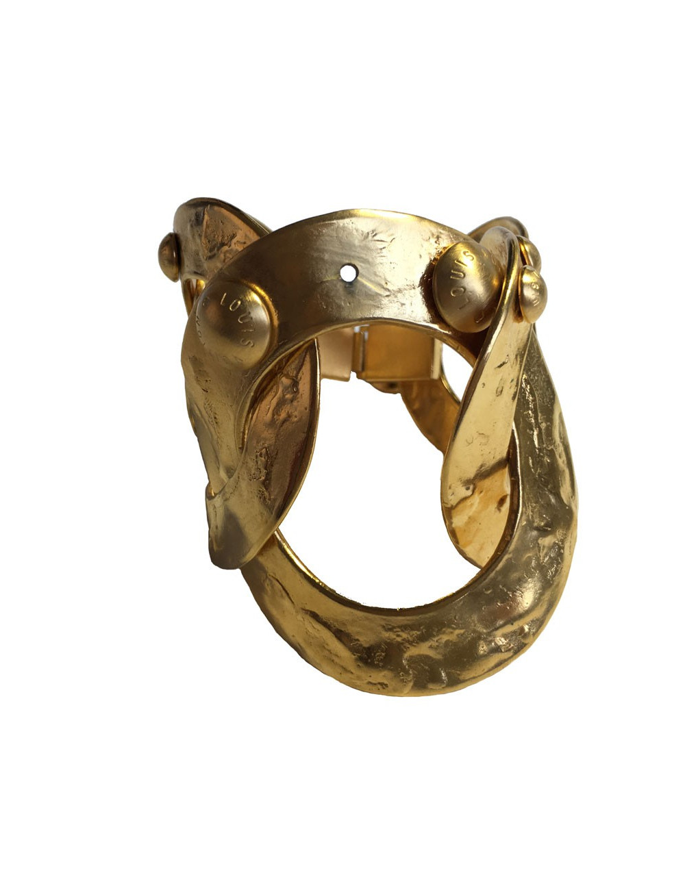 Bracelet LOUIS VUITTON anneaux en métal plaqué or martelé