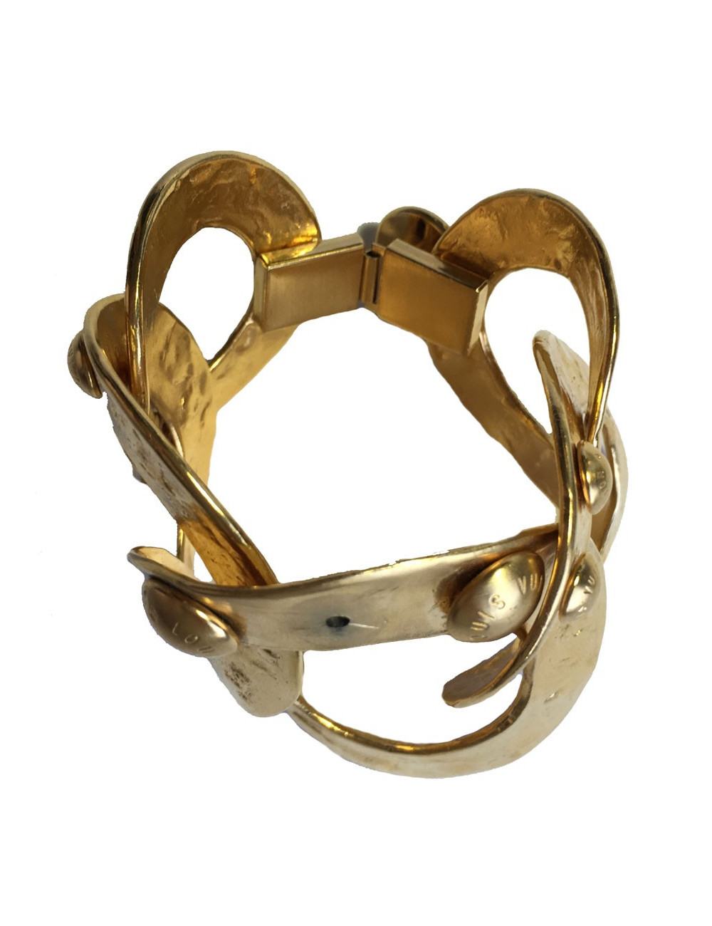 Bracelet LOUIS VUITTON anneaux en métal plaqué or martelé