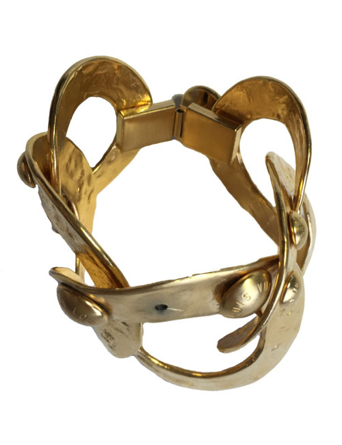 Bracelet LOUIS VUITTON anneaux en métal plaqué or martelé