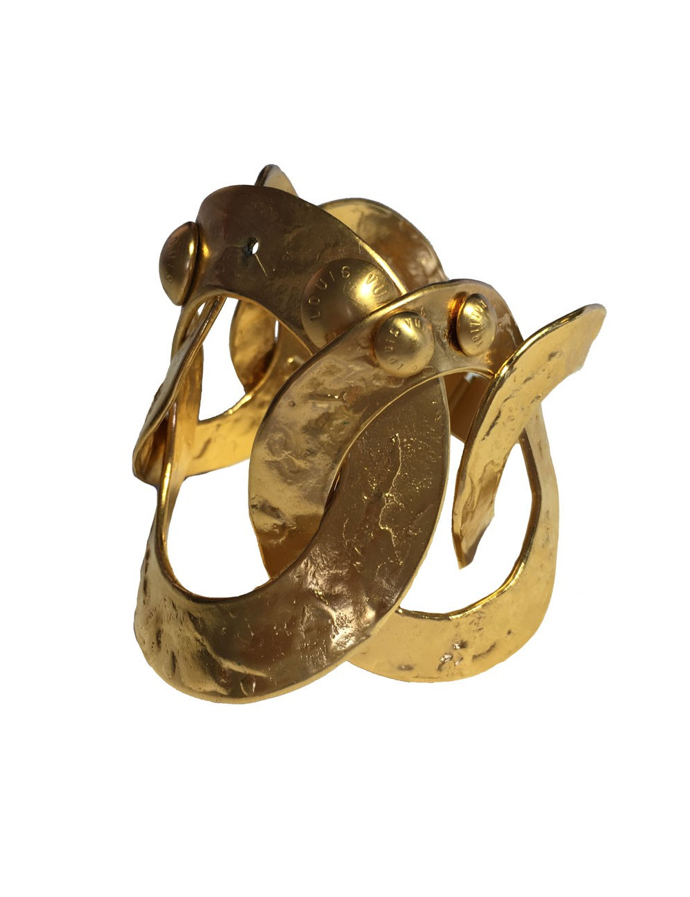 Bracelet LOUIS VUITTON anneaux en métal plaqué or martelé