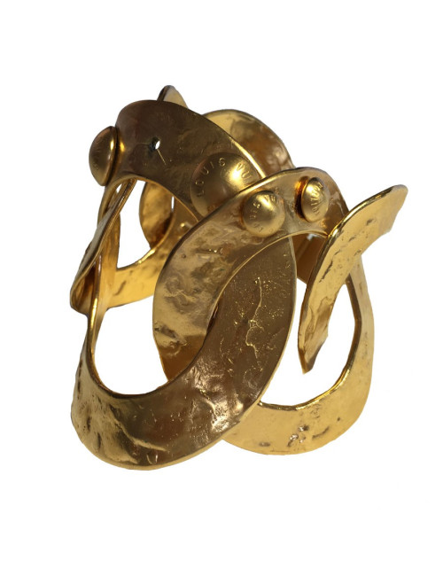 Bracelet LOUIS VUITTON anneaux en métal plaqué or martelé